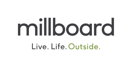 Millboard brand logo with outdoor lifestyle slogan