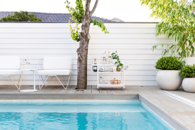 An indoor pool showcasing composite pool decking.