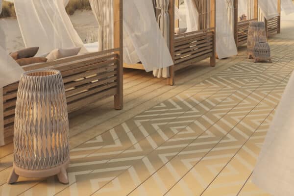 Millboard Modello Decking used in beach a new kind of outdoor sophistication. 